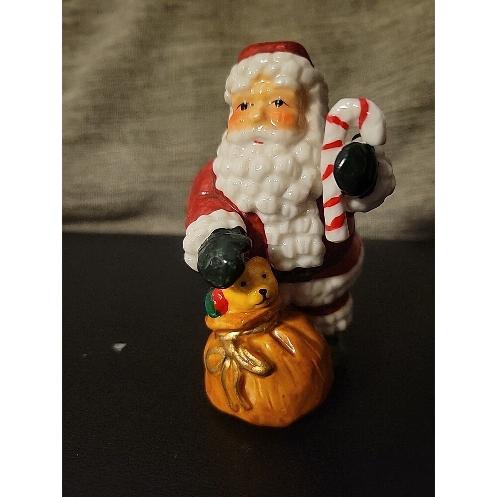 Vintage Santa With Gifts Puppy Hinged Trinket Box Ring Box Kurt Adler? Cute!